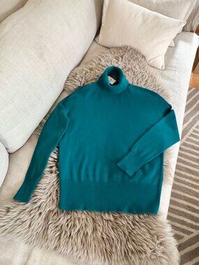 Ann Taylor 100% Cashmere Turtleneck Sweater - Teal Green